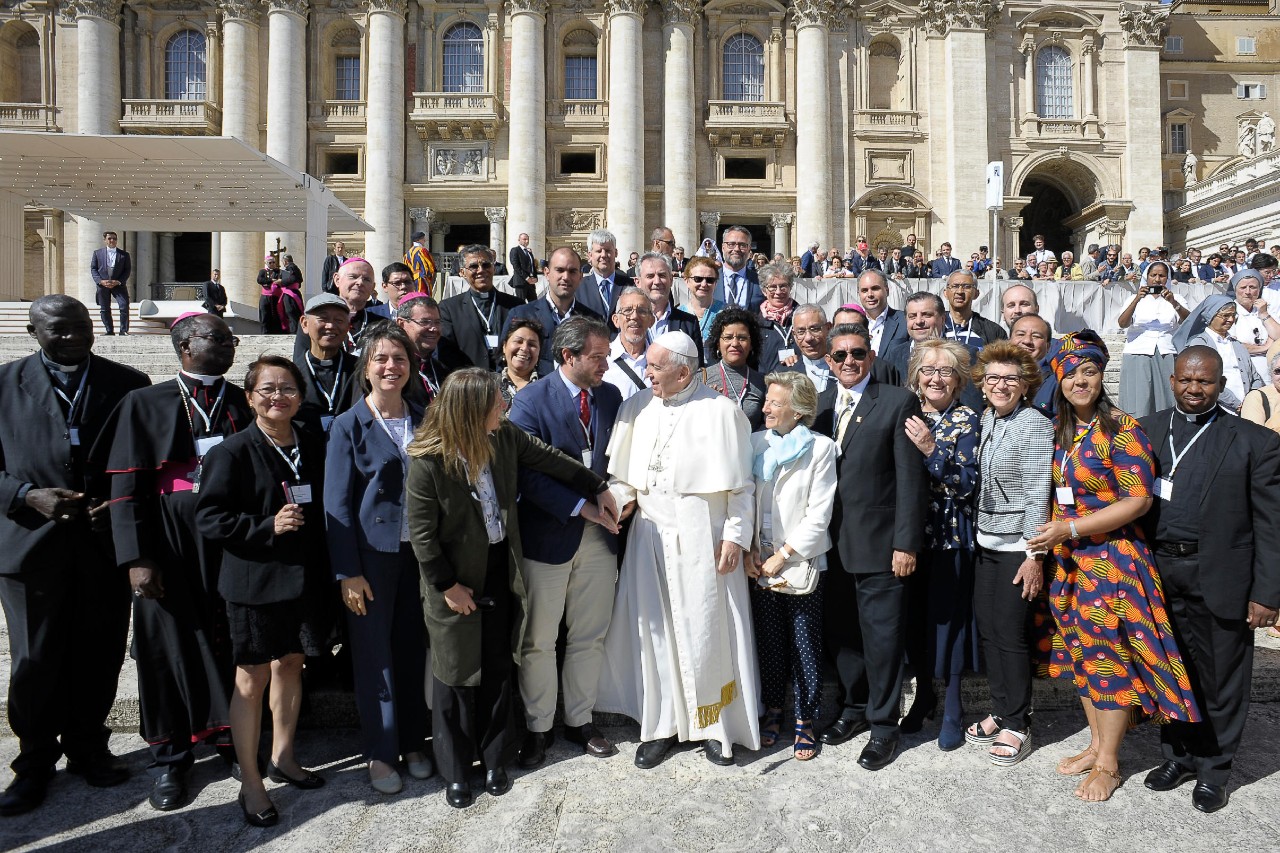 "Pope Francis with the meeting’s participants at the end of the general audience"